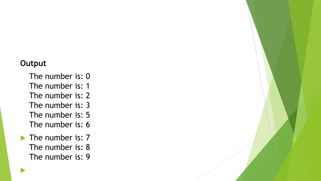 output the number is 0 the number is 1 the number