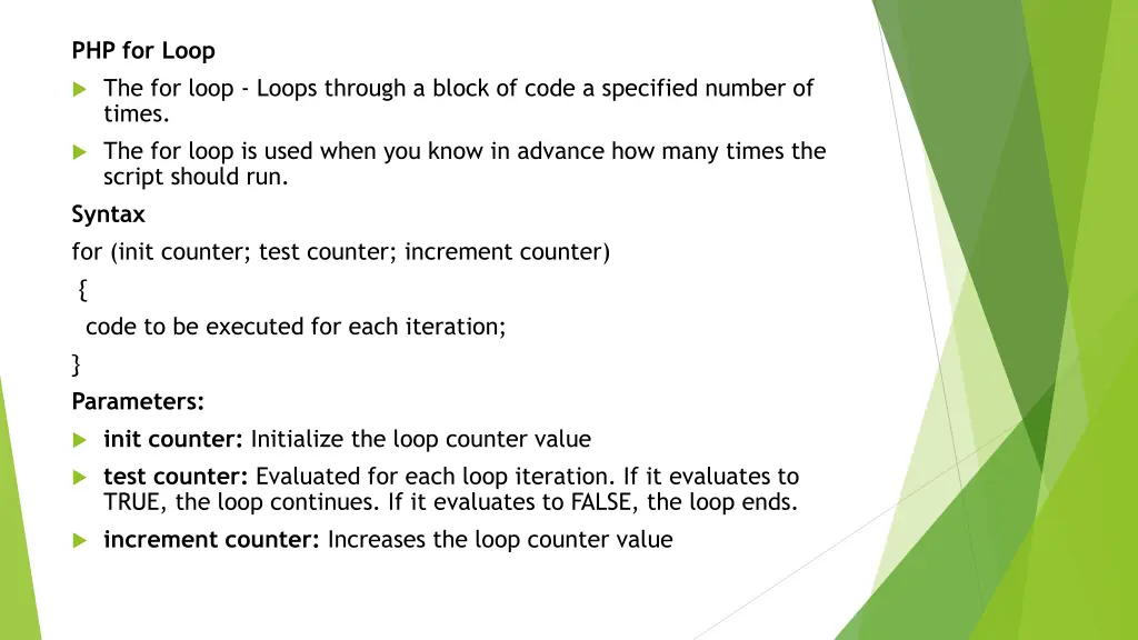 php for loop