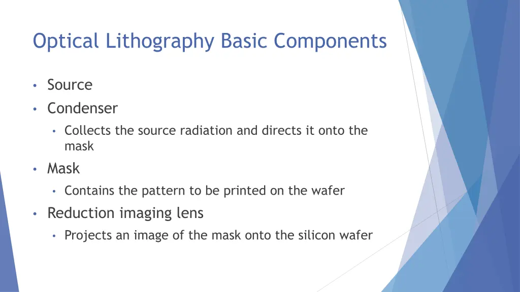 optical lithography basic components