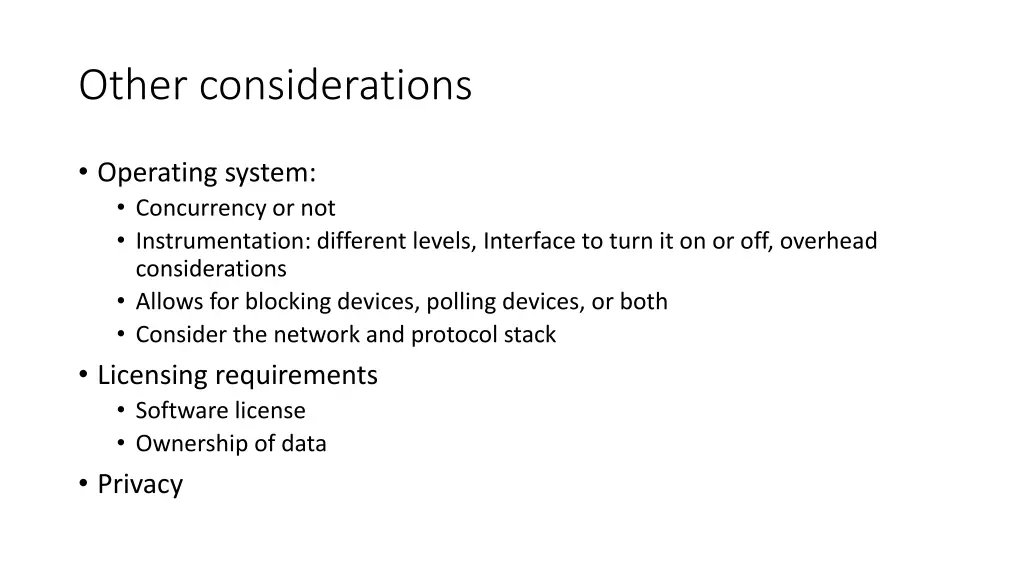 other considerations