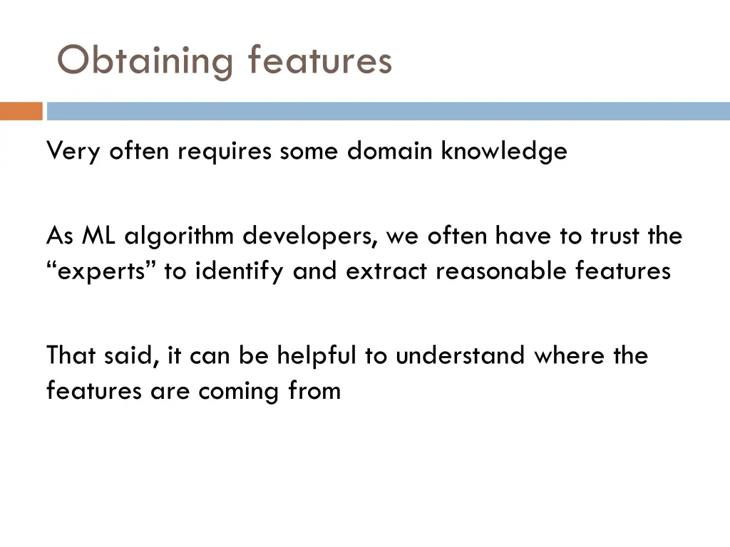 obtaining features