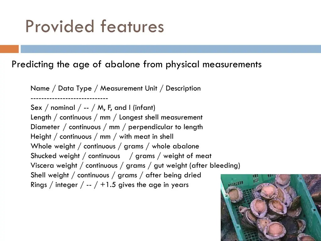 provided features