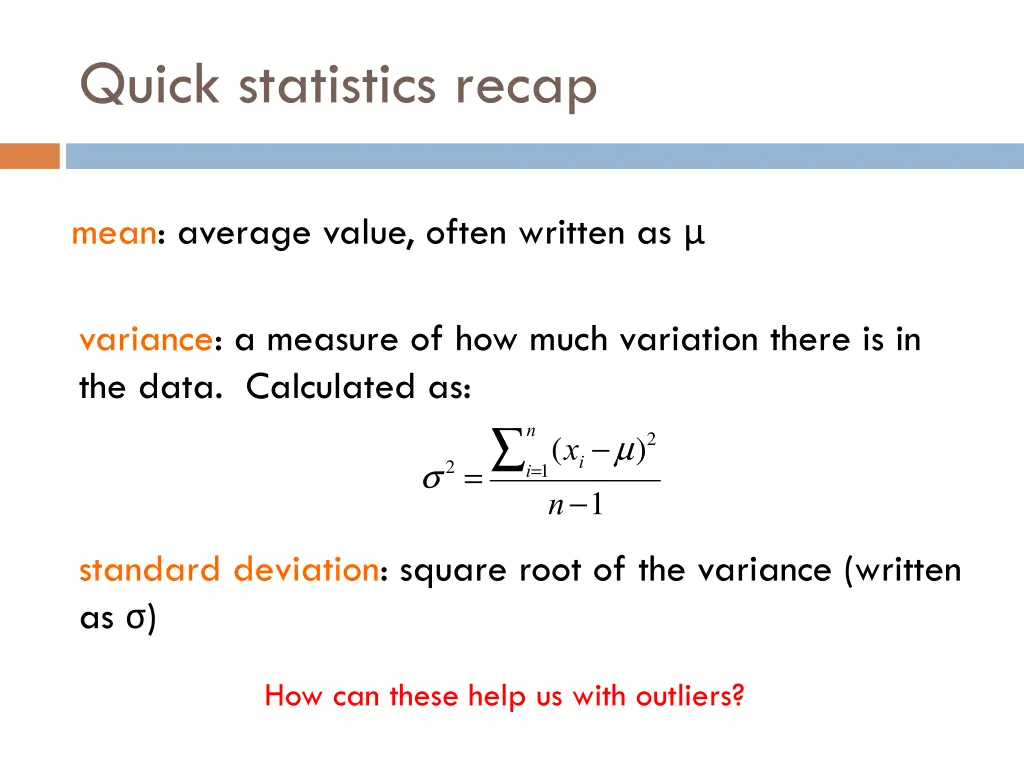 quick statistics recap 1
