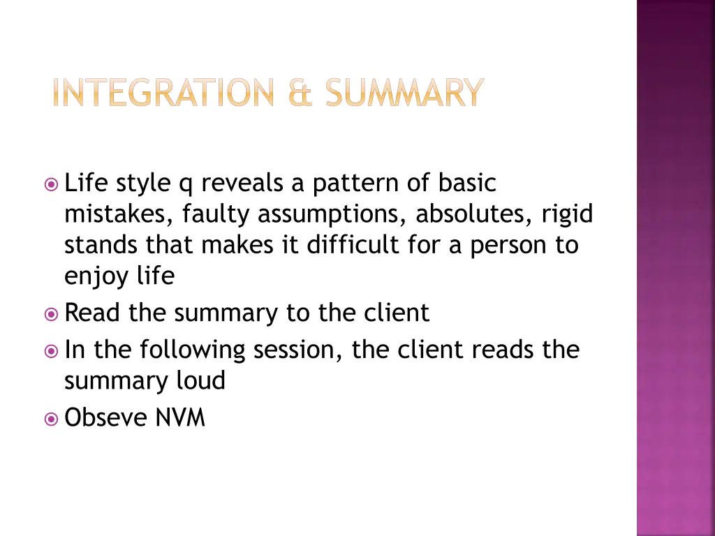 integration summary
