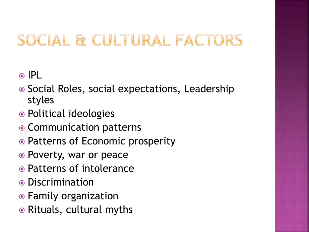 social cultural factors
