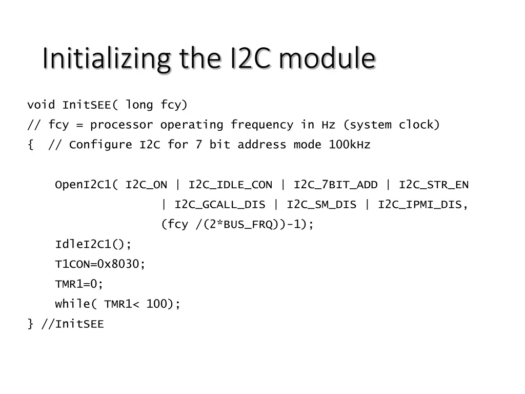 initializing the i2c module