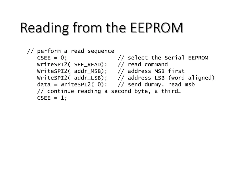 reading from the eeprom