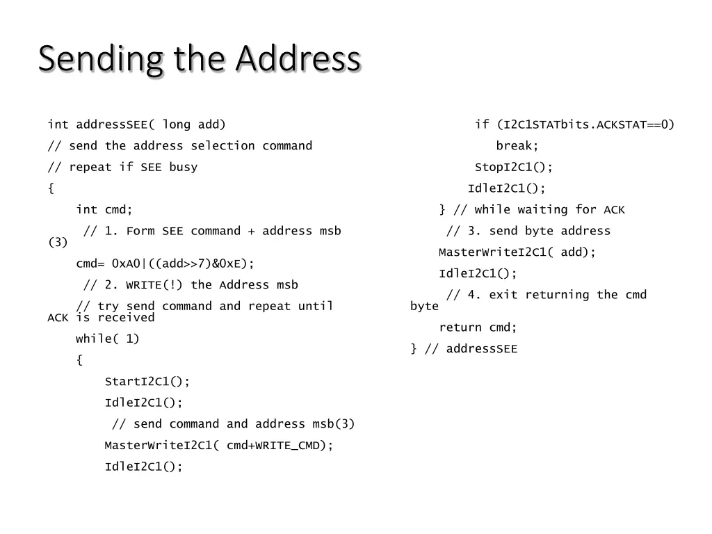 sending the address
