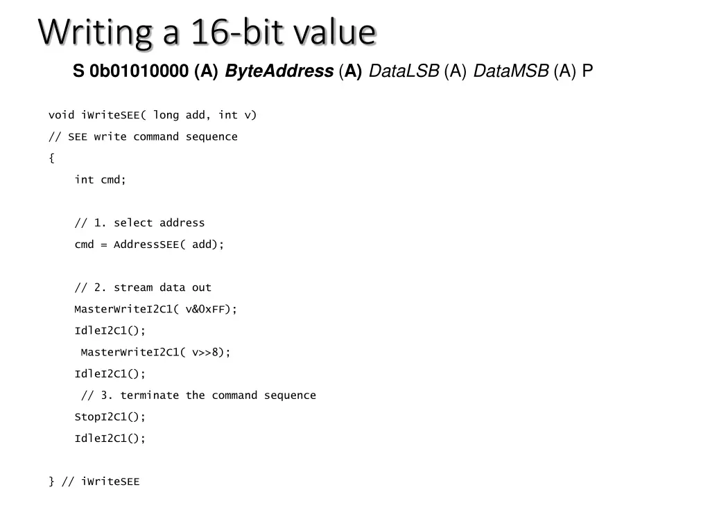 writing a 16 bit value s 0b01010000 a byteaddress