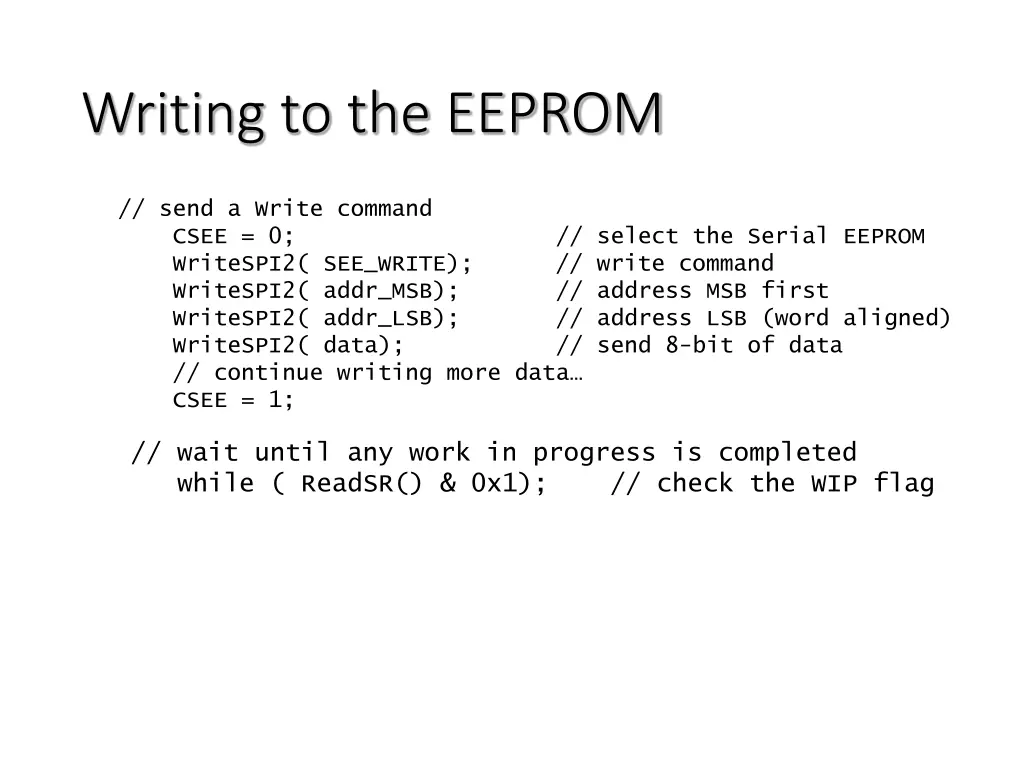 writing to the eeprom