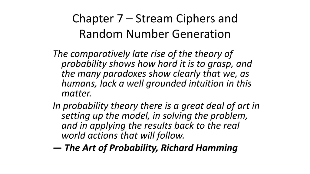 chapter 7 stream ciphers and random number
