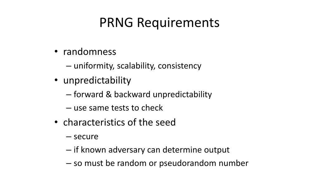 prng requirements