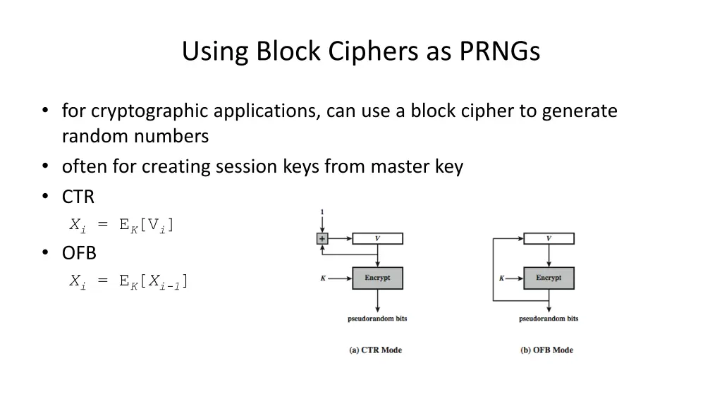 using block ciphers as prngs