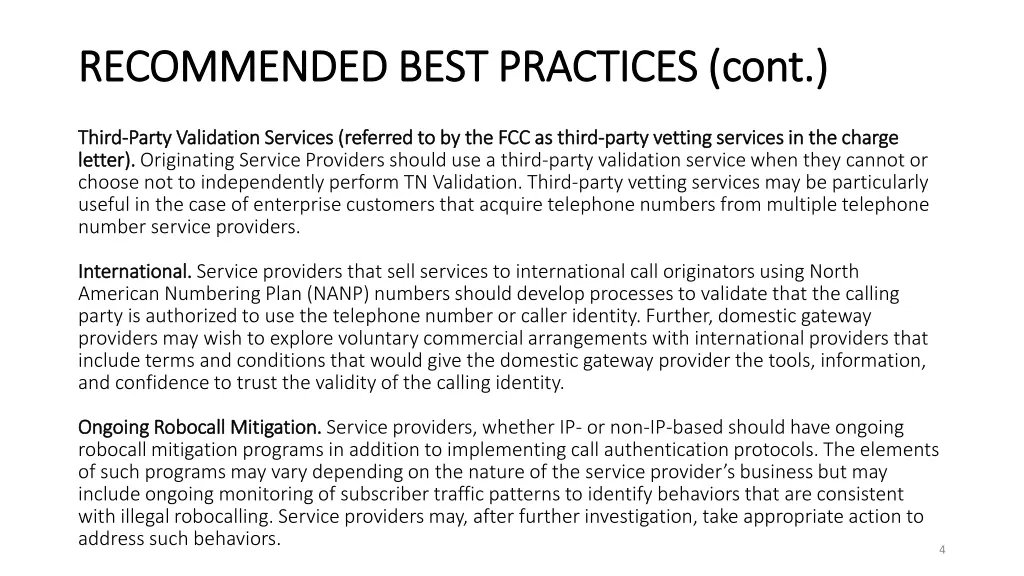 recommended best practices cont recommended best