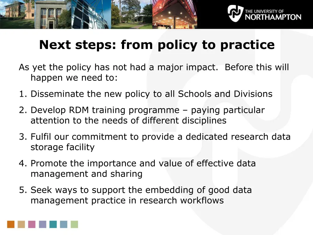 next steps from policy to practice