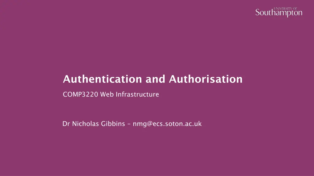 authentication and authorisation