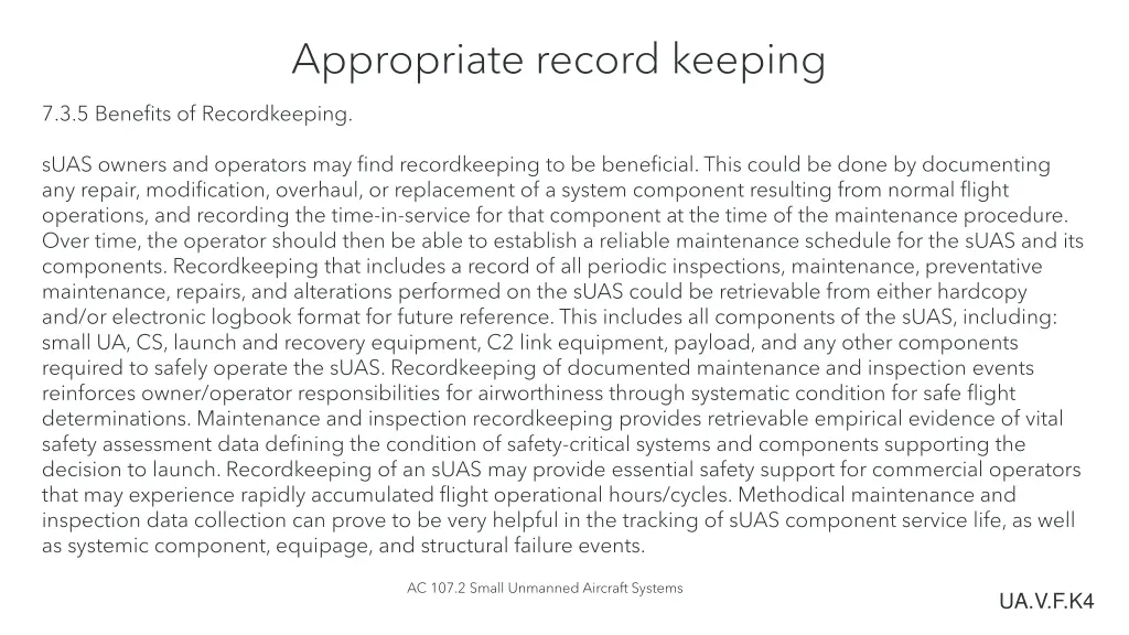 appropriate record keeping