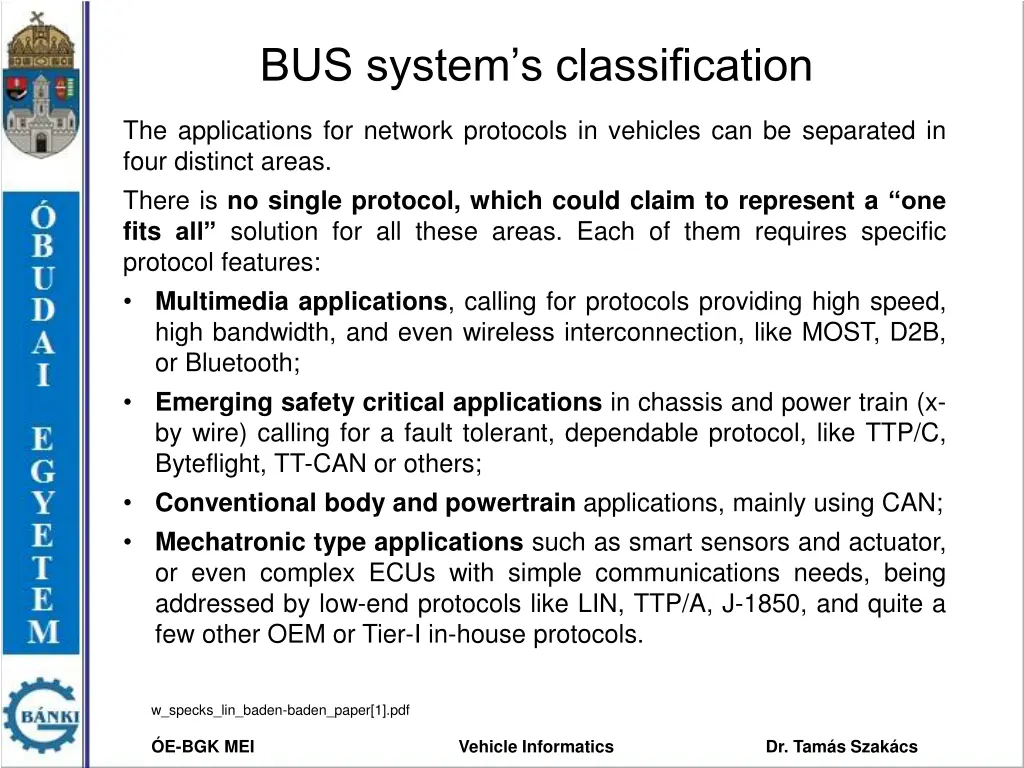 bus system s classification