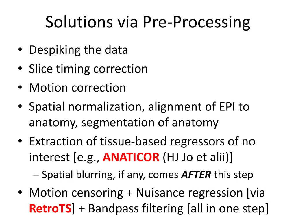 solutions via pre processing