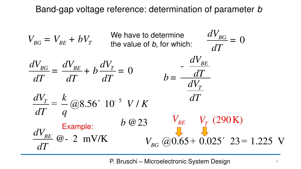 band gap voltage reference determination