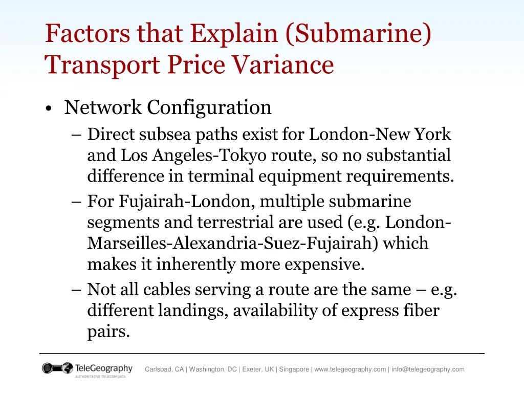 factors that explain submarine transport price 1