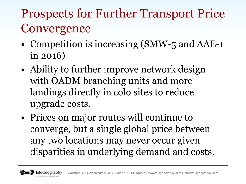 prospects for further transport price convergence