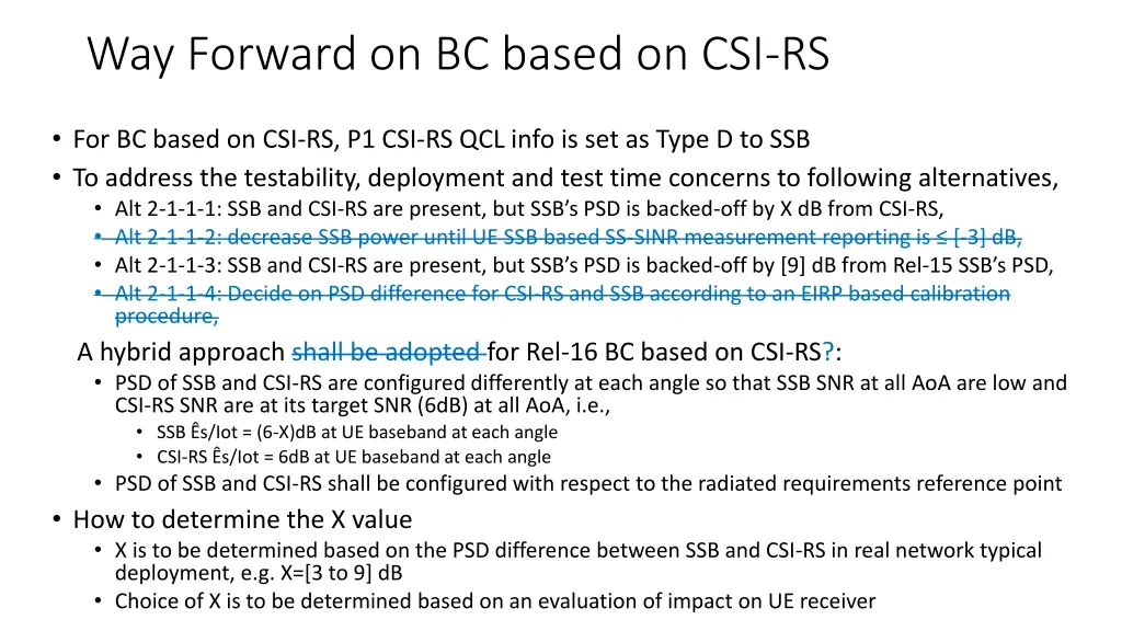 way forward on bc based on csi rs