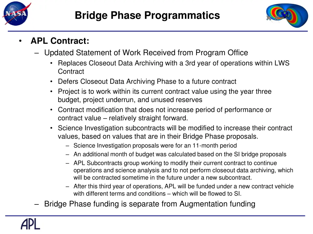 bridge phase programmatics