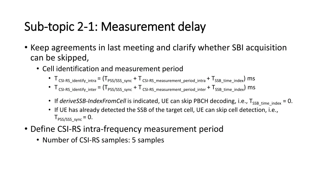 sub sub topic 2 topic 2 1 measurement delay