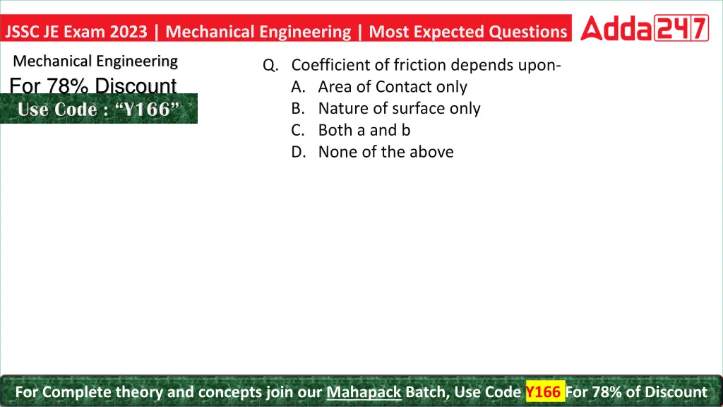 jssc je exam 2023 mechanical engineering most 16
