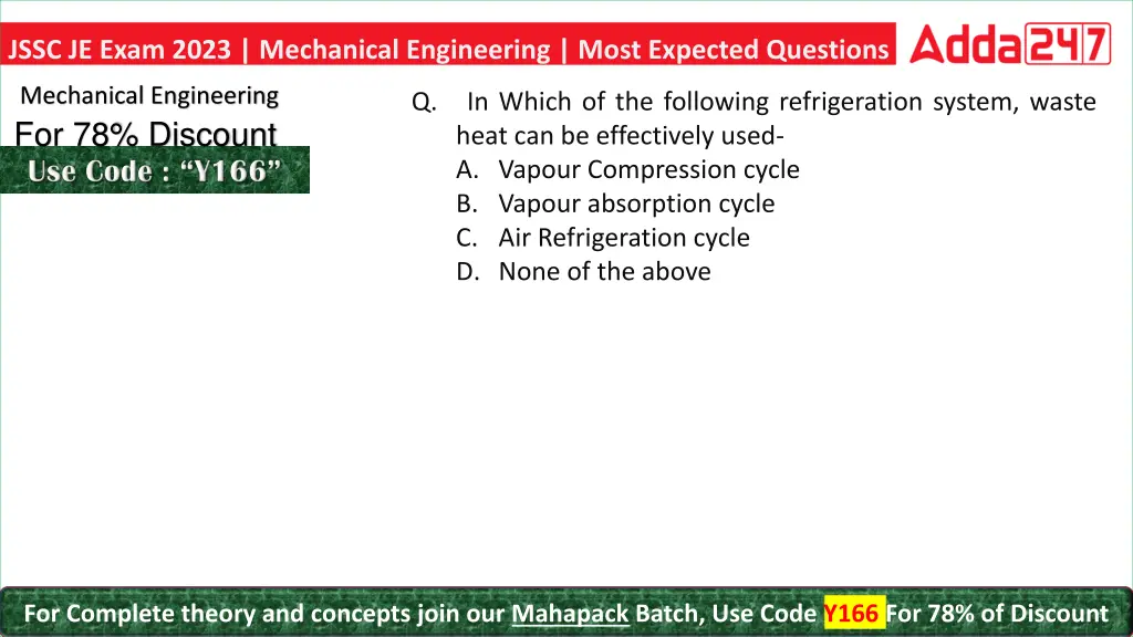 jssc je exam 2023 mechanical engineering most 7