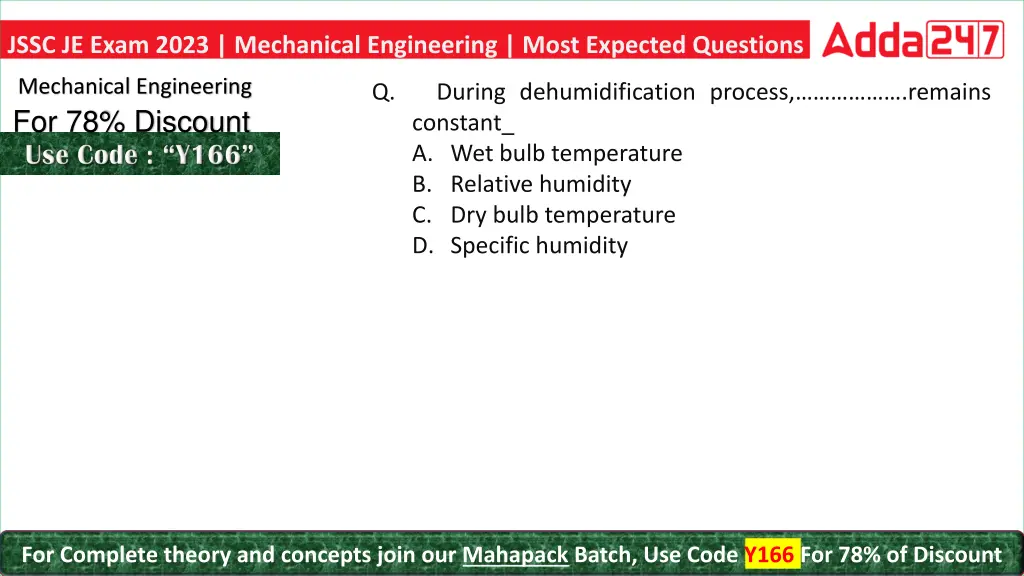 jssc je exam 2023 mechanical engineering most 9