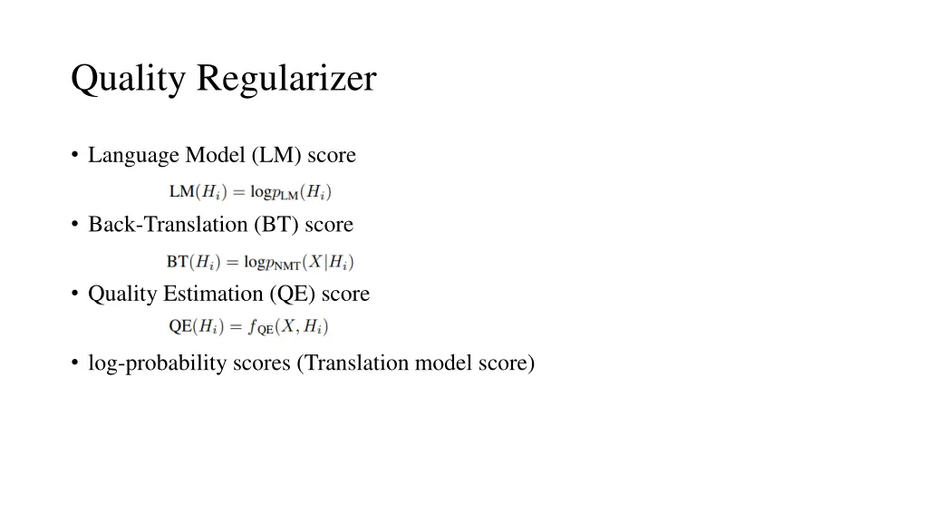 quality regularizer