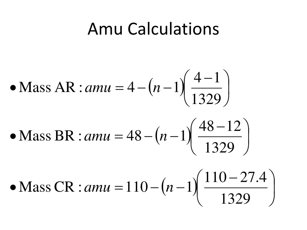 amu calculations