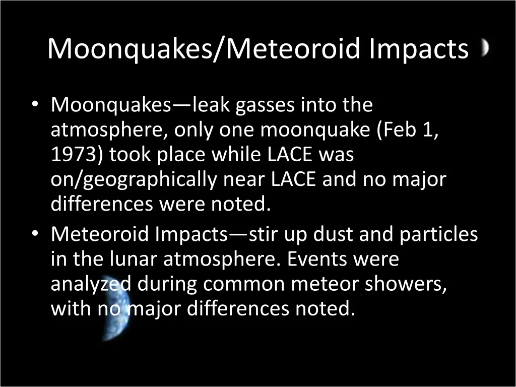 moonquakes meteoroid impacts
