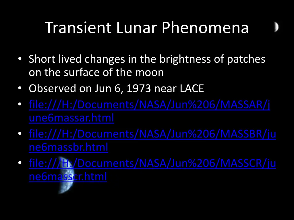transient lunar phenomena
