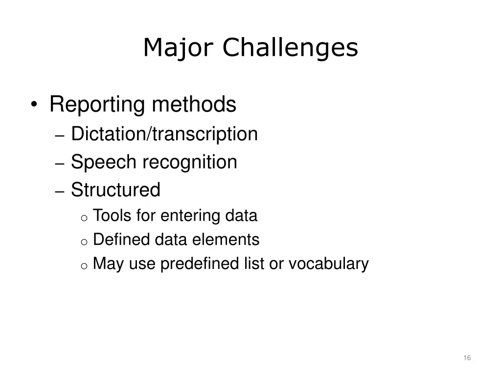 major challenges 2