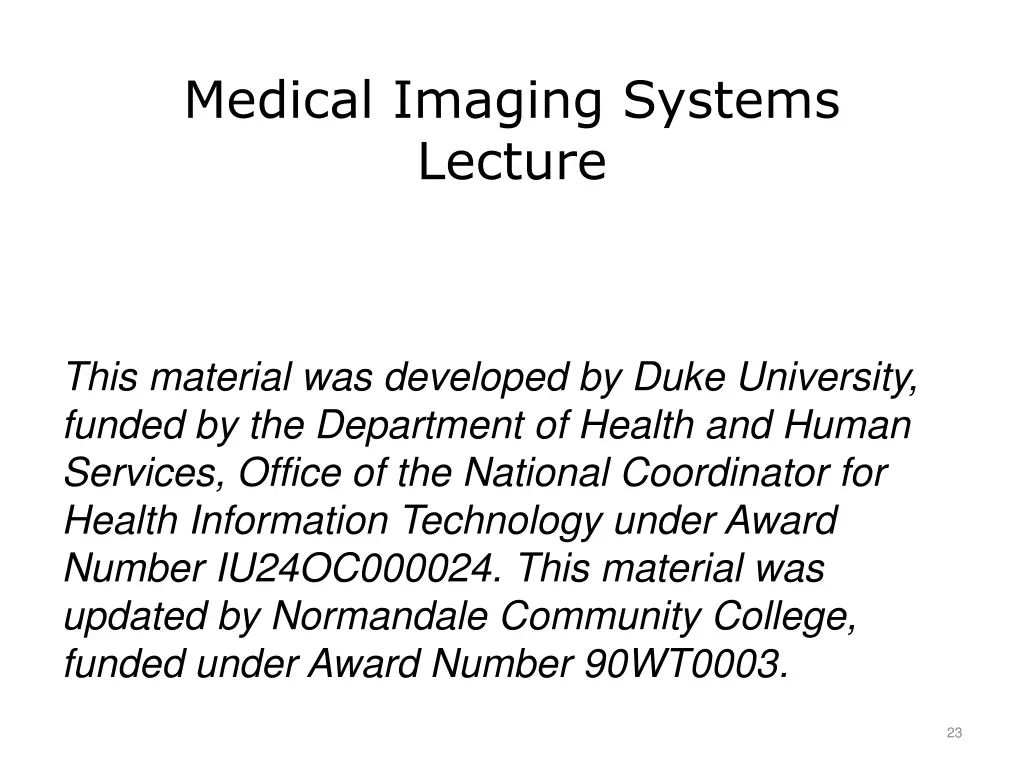 medical imaging systems lecture