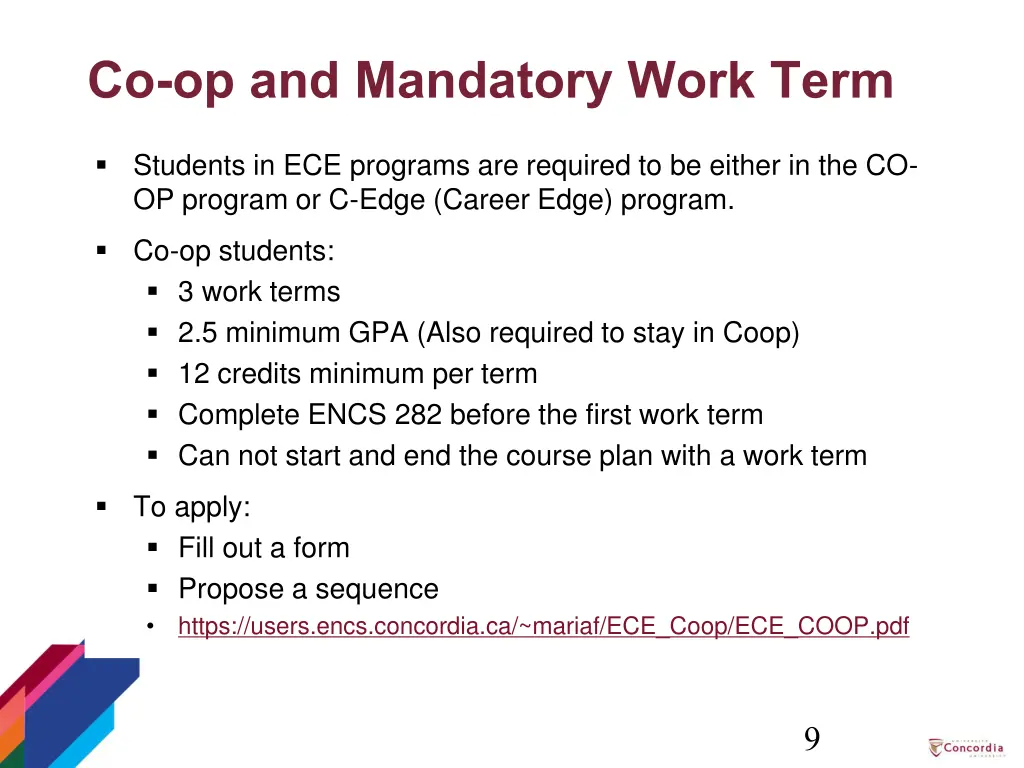 co op and mandatory work term