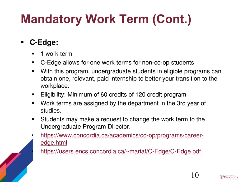 mandatory work term cont