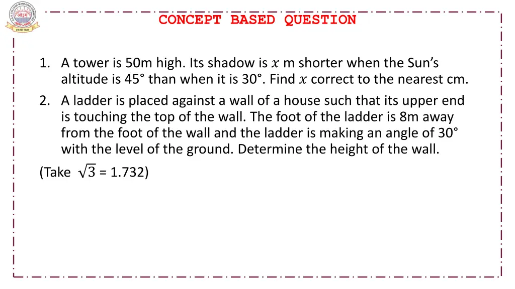 concept based question