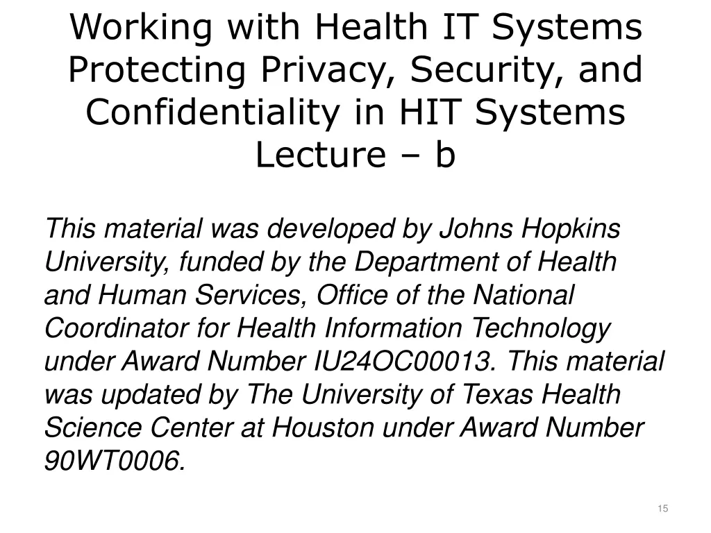 working with health it systems protecting privacy