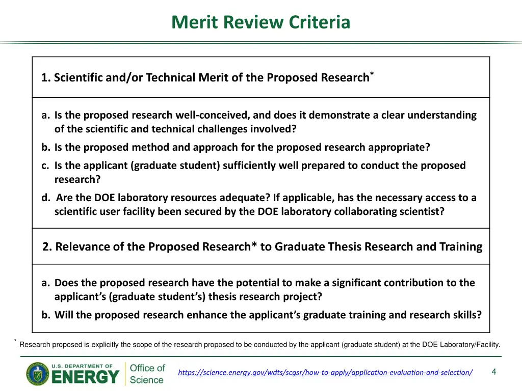 merit review criteria