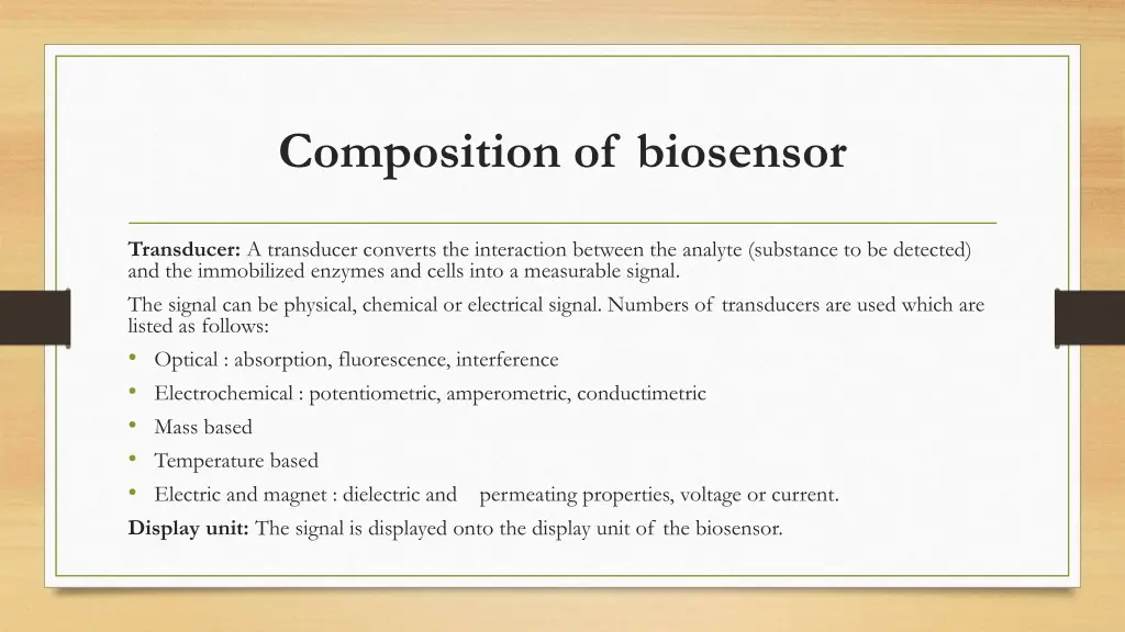 composition of biosensor 1