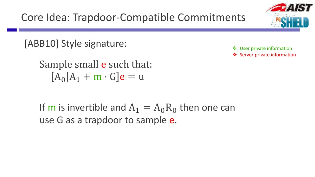 core idea trapdoor compatible commitments 1