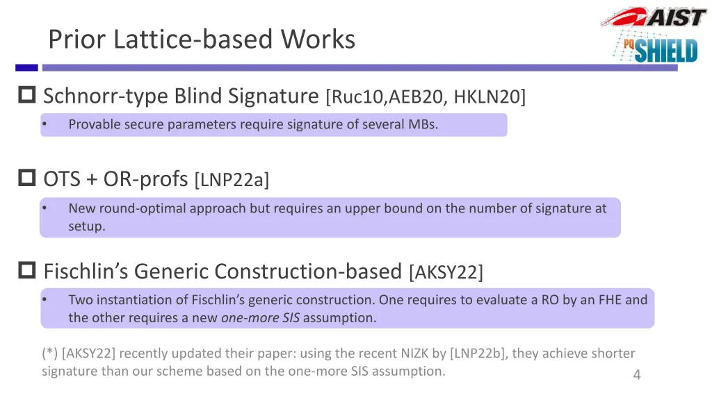 prior lattice based works