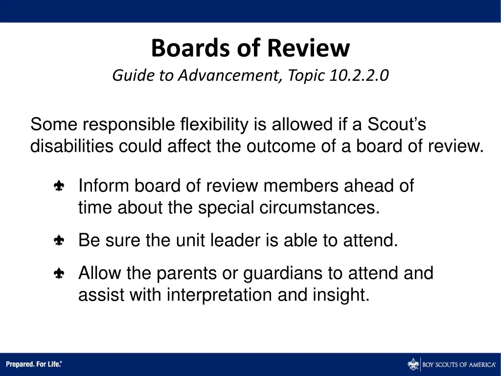 boards of review guide to advancement topic