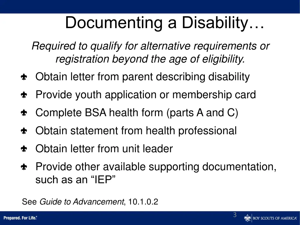 documenting a disability