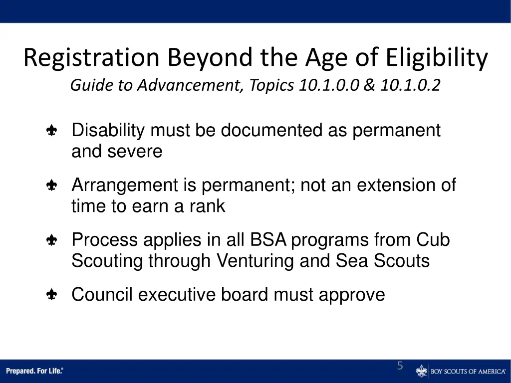 registration beyond the age of eligibility guide
