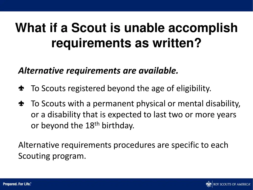 what if a scout is unable accomplish requirements